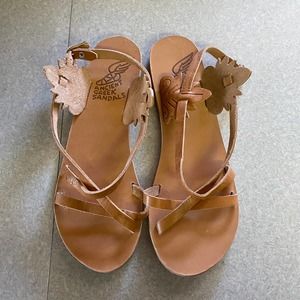 Ancient Greek Sandals Nude Tooled Leather Size 7 Bohemian